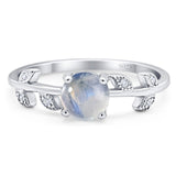 Round Natural Stone Leaf Style Ring