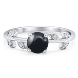 Round Natural Stone Leaf Style Ring