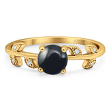 Round Natural Stone Leaf Style Ring