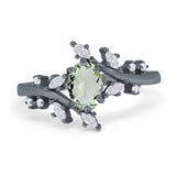 Floral Oval Natural Stone Wedding Ring