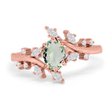 Floral Oval Natural Stone Wedding Ring
