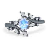 Floral Oval Natural Stone Wedding Ring