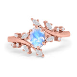 Floral Oval Natural Stone Wedding Ring