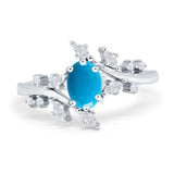 Floral Oval Natural Stone Wedding Ring