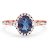 Art Deco Oval Natural Stone Halo Ring