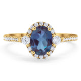 Art Deco Oval Natural Stone Halo Ring