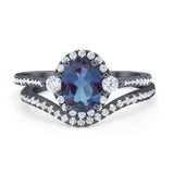 Two Piece Oval Natural Stone Bridal Ring