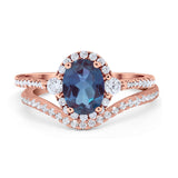 Two Piece Oval Natural Stone Bridal Ring