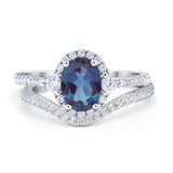 Two Piece Oval Natural Stone Bridal Ring