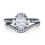 Two Piece Oval Natural Stone Bridal Ring