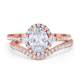 Two Piece Oval Natural Stone Bridal Ring