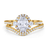Two Piece Oval Natural Stone Bridal Ring