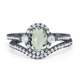 Two Piece Oval Natural Stone Bridal Ring
