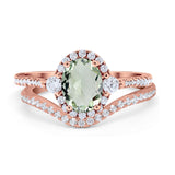 Two Piece Oval Natural Stone Bridal Ring