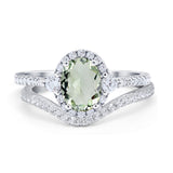 Two Piece Oval Natural Stone Bridal Ring