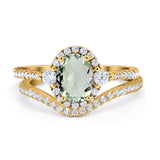 Two Piece Oval Natural Stone Bridal Ring