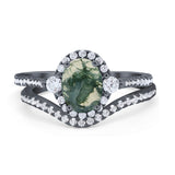 Two Piece Oval Natural Stone Bridal Ring