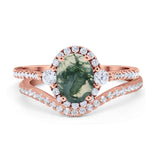 Two Piece Oval Natural Stone Bridal Ring