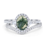 Two Piece Oval Natural Stone Bridal Ring