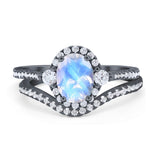 Two Piece Oval Natural Stone Bridal Ring