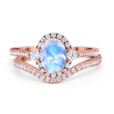 Two Piece Oval Natural Stone Bridal Ring