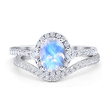 Two Piece Oval Natural Stone Bridal Ring