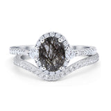 Two Piece Oval Natural Stone Bridal Ring