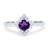 Art Deco Round Natural Stone Ring