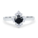 Art Deco Round Natural Stone Ring
