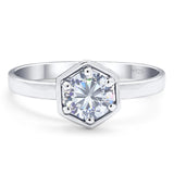 Minimalist Round Natural Stone Solitaire Ring