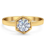 Minimalist Round Natural Stone Solitaire Ring