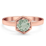 Minimalist Round Natural Stone Solitaire Ring