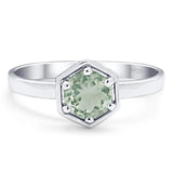 Minimalist Round Natural Stone Solitaire Ring