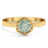 Minimalist Round Natural Stone Solitaire Ring