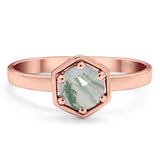 Minimalist Round Natural Stone Solitaire Ring