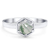 Minimalist Round Natural Stone Solitaire Ring