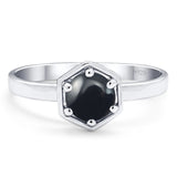 Minimalist Round Natural Stone Solitaire Ring