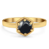 Minimalist Round Natural Stone Solitaire Ring