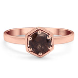 Minimalist Round Natural Stone Solitaire Ring