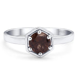 Minimalist Round Natural Stone Solitaire Ring