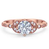 Art Deco Round Natural Stone Leaf Style Ring