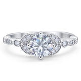 Art Deco Round Natural Stone Leaf Style Ring