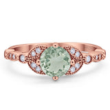 Art Deco Round Natural Stone Leaf Style Ring