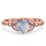 Art Deco Round Natural Stone Leaf Style Ring