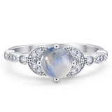Art Deco Round Natural Stone Leaf Style Ring