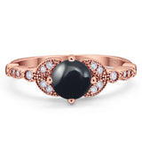 Art Deco Round Natural Stone Leaf Style Ring