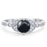 Art Deco Round Natural Stone Leaf Style Ring