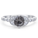 Art Deco Round Natural Stone Leaf Style Ring