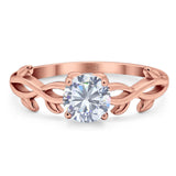 Minimalist Round Natural Stone Solitaire Ring