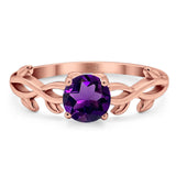 Minimalist Round Natural Stone Solitaire Ring